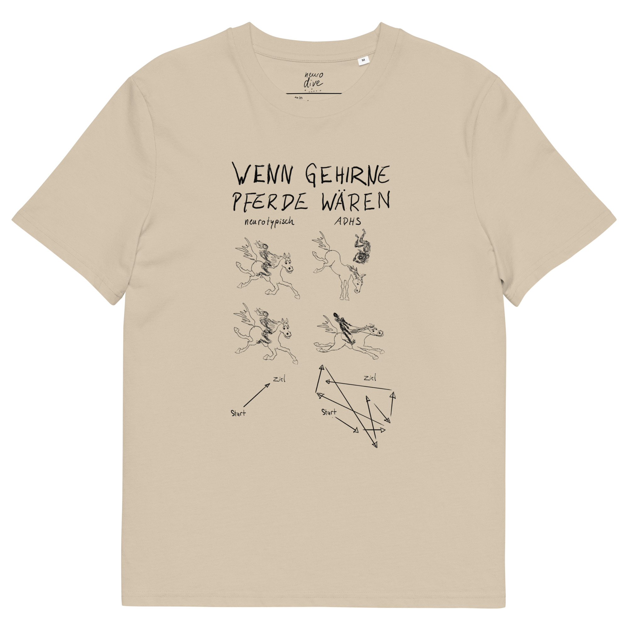 Wenn Gehirne Pferde wären - ADHS T-Shirt aus Biobaumwolle – Bild 3